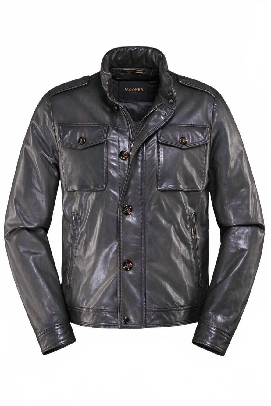 NEW MOORER men's leather jacket in nero